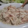 Кальмары жареные с луком и майонезом