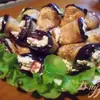 Рулетики из баклажан с фетой и помидорами