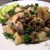 Картофельные галушки с курицей и грибами