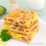 Пирог с сыром и сосисками