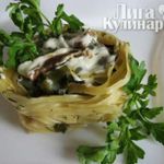 Корзинка из макарон с грибо-овощной начинкой