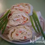 Рулет из лаваша с яйцом и сладким перцем