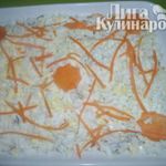 Салат слоеный Поляна звезд с курицей и овощами