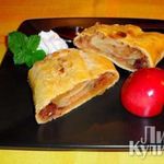 Штрудель с яблоками с тестом на пиве