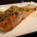 Семга-гриль с горчицей и укропом