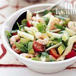 Салат из макарон с креветками