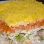 Салат мимоза с сайрой и рисом