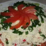 Салат нежный с ветчиной и крабовыми палочками