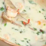Молочный суп с креветками