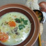 Легкий суп с капустой и грибами