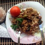 Макароны с тофу и оливками