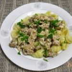 Свинина с грибами и сливками в мультиварке