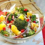 Рисовый салат с апельсинами, брокколи