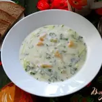 Окрошка с копченым кальмаром