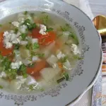 Суп с яйцом и брынзой