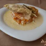 Запеченое куриное филе в сливочно-чесночном соусе с тыквой