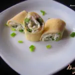 Тонкие блины с кальмарами и творогом