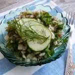 Салат с перловкой и огурцами