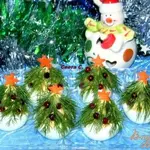 Фаршированные яйца Новогодние елочки