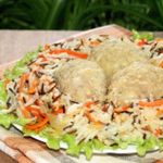 Мини-зразы с сырной начинкой с рисом и овощами Птичье гнездо