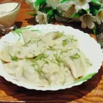 Вареники с грибами и отварным мясом