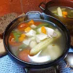Суп с початками кукурузы и черри