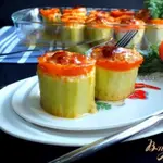 Кабачки фаршированные грибами и рисом
