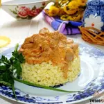 Мясо в соусе с золотым пшеном