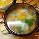 Суп с тыквой и пельменями