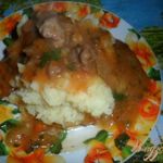 Подлива с свиной мякотью на сковороде