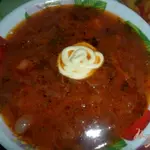 Украинский борщ с свиной ножкой и фасолью
