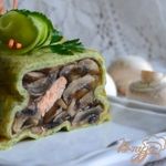 Террин с грибами и кусочками семги