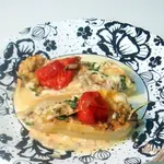 Перец фаршированный грибами, рисом и сыром