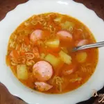 Быстрый суп с сосисками