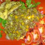Куриное филе с чечевицей