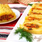 Рулет из картофеля с морковью и грибами