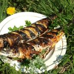 Скумбрия запечённая на мангале с лимоном и зеленью