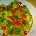 Пельмени жареные с грибами и перцем