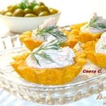 Кукурузные тарталетки с паштетом из крабовых палочек