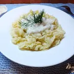Макароны под сливочно-чесночно-ореховым соусом