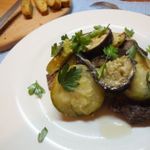 Мясо запеченное слоями с овощами
