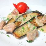 Баклажаны гарнирные с телятиной в соусе