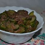 Салат огуречный с мясом (острый)