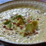Суп с луком-порей ,с  овощами и авокадо