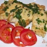 Отбивные с мятой , луком и сыром.