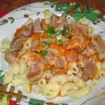 Гуляш из куриных пупков
