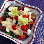 Салат овощной с языком