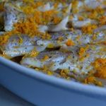 Филе скумбрии с цукини и кусочками апельсина