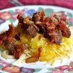 Мясное рагу с тыквой спагетти