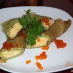 Блинчики со шпитаном , сыром и икрой